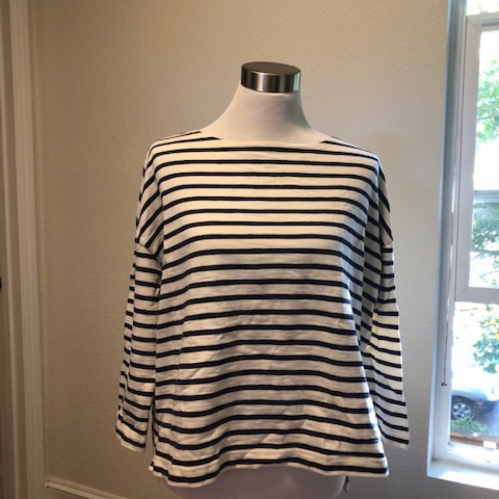 MUJI boatneck three quarter cotton shirt
